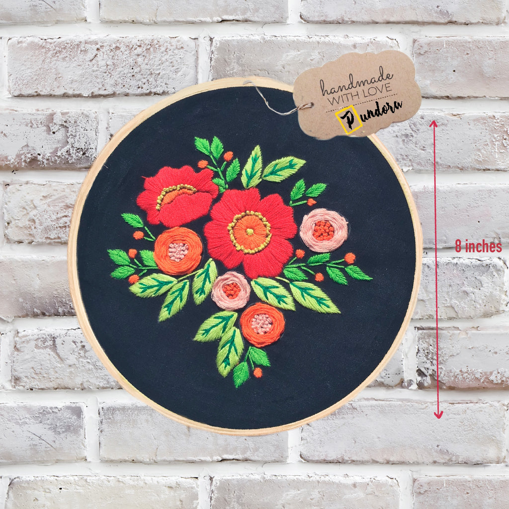 Pundora Floral Art Handmade Embroidery Hoop