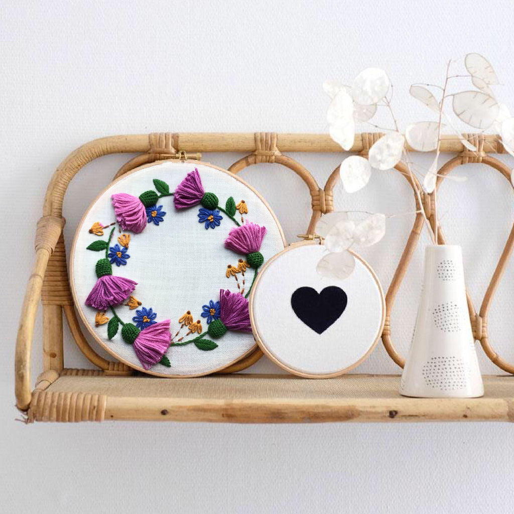 Pundora Floral Garland Handmade Embroidery Hoop
